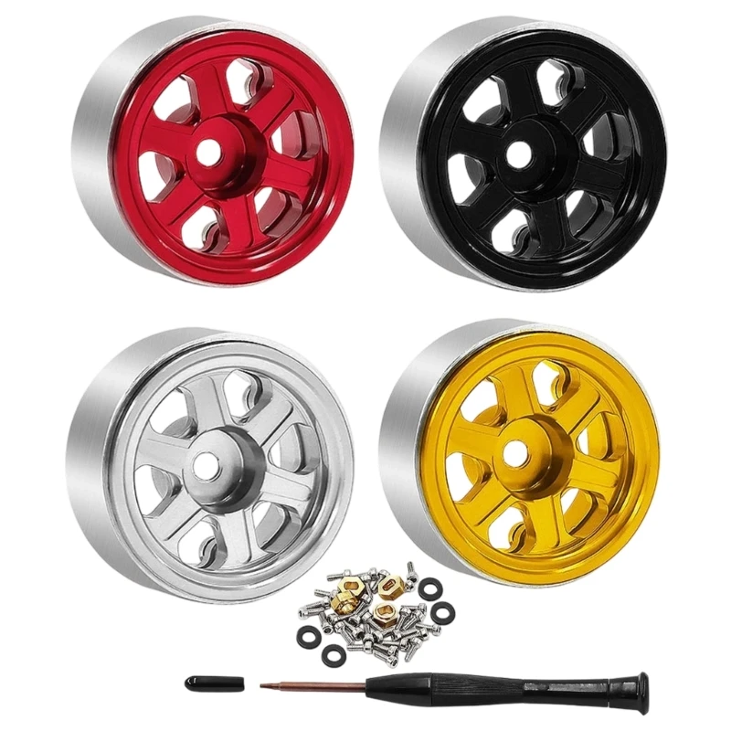Packung mit 4 hochwertigen 1/30 SCX30 0,7 Zoll Aluminium-Metall-Ersatzrädern für Off-Road-Modelle A2UB – Detail 3