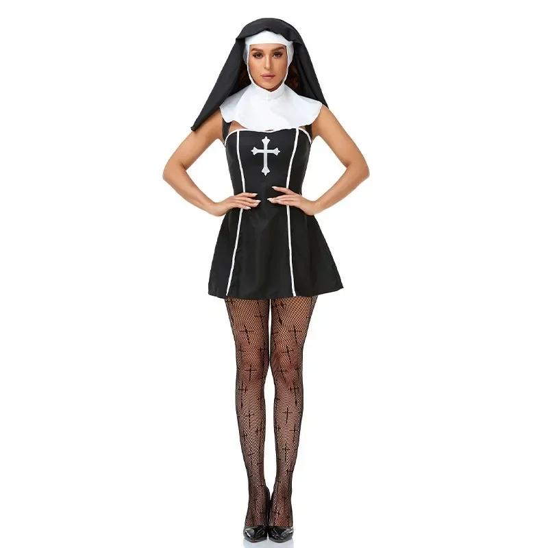 Costume da suora spaventosa per cosplay di Halloween