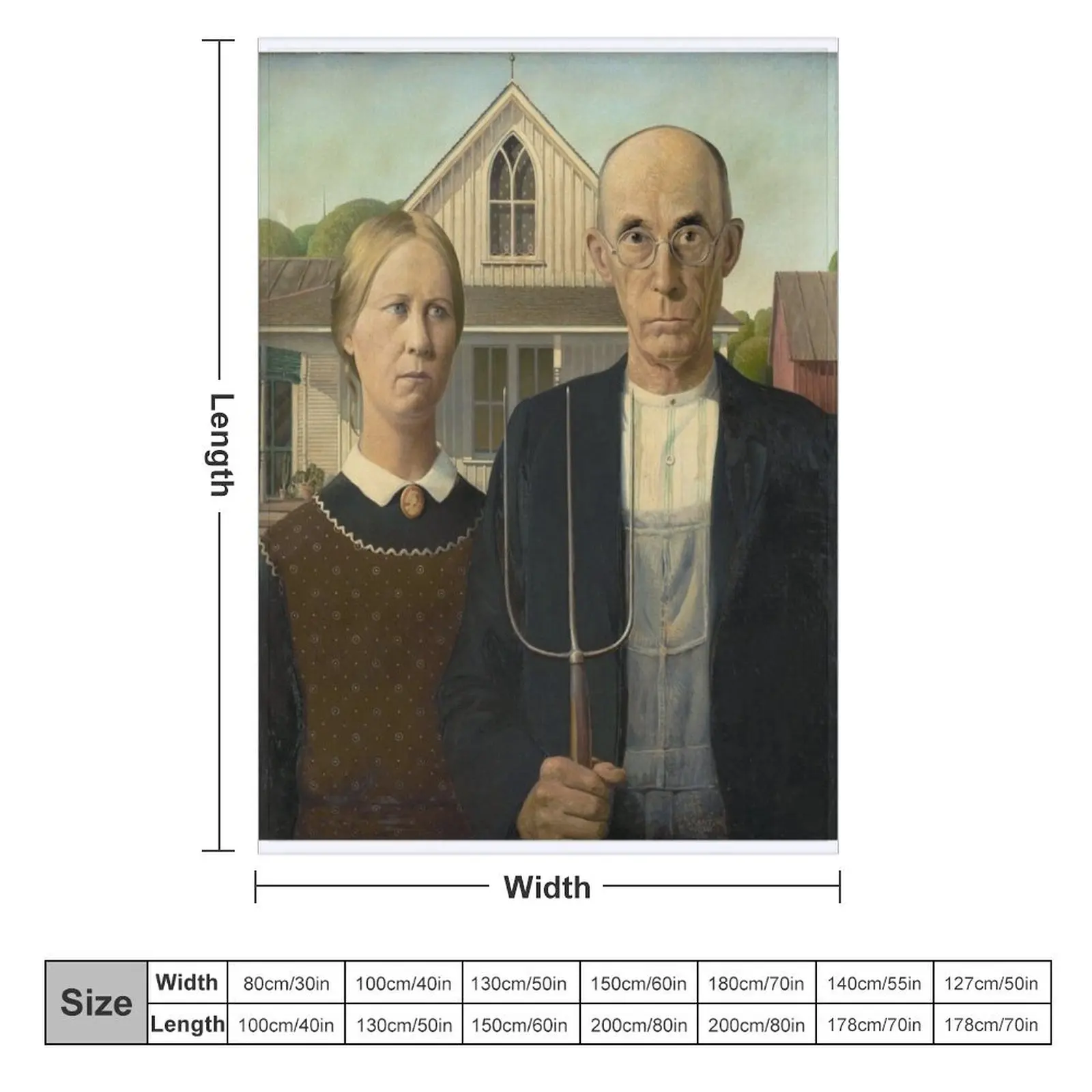 Original American Gothic (High Resolution), Grant Wood Throw Blanket For Sofa Thin Camping cosplay anime Blankets