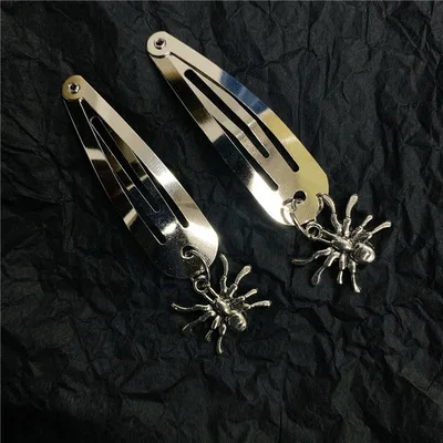 Korean Fashion Metal Punk Key Flower Leaves Hair Clips for Women Girls Hair Accessories Harajuku Skull Head Spider Hair Pins New