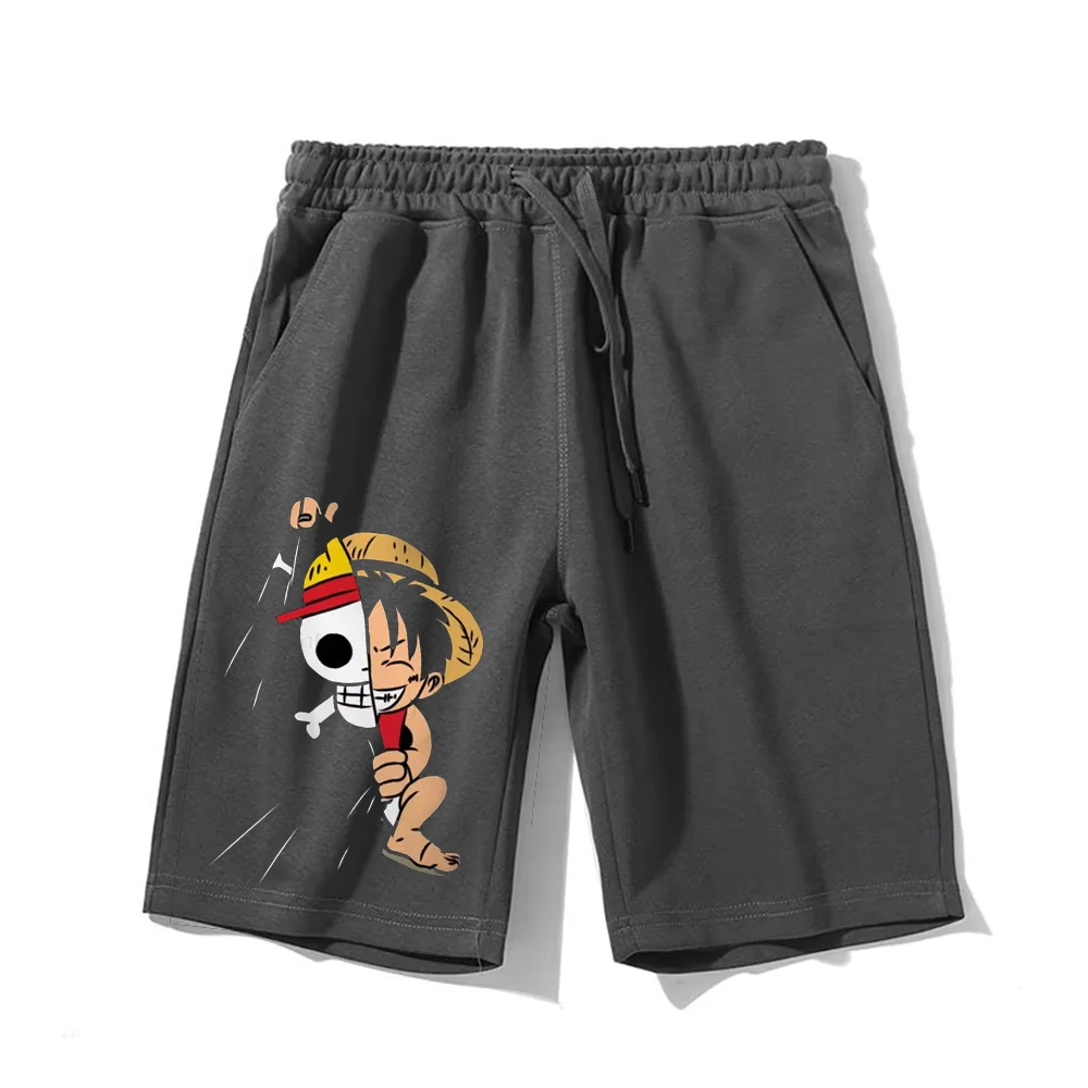 여름 신상 남성 반바지 원피스 애니메이션 프린트 여성 블랙 코튼 반바지 통기성 러닝 팬츠 Y2k 의류 비치 짐 반바지