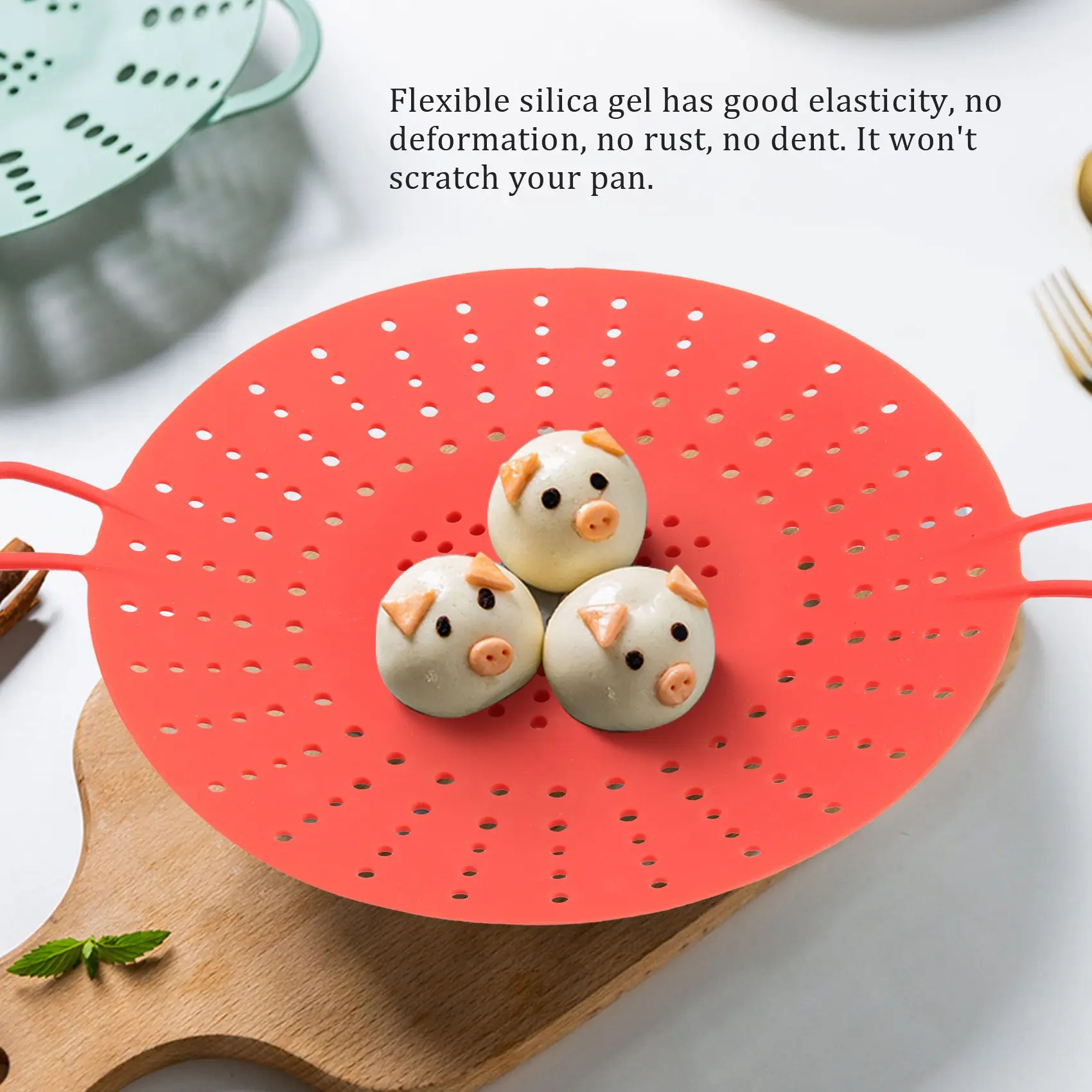 AB33-2 Pcs Silicone Steamer,Vegetable Steamer Basket Insert For Pressure Cookers, Microwavable, Multicookers,Red