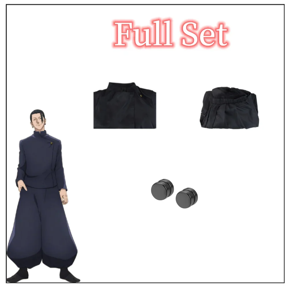 Anime Geto Suguru fantasia de cosplay masculina, uniforme escolar, roupa e brincos, Gojo Satoru