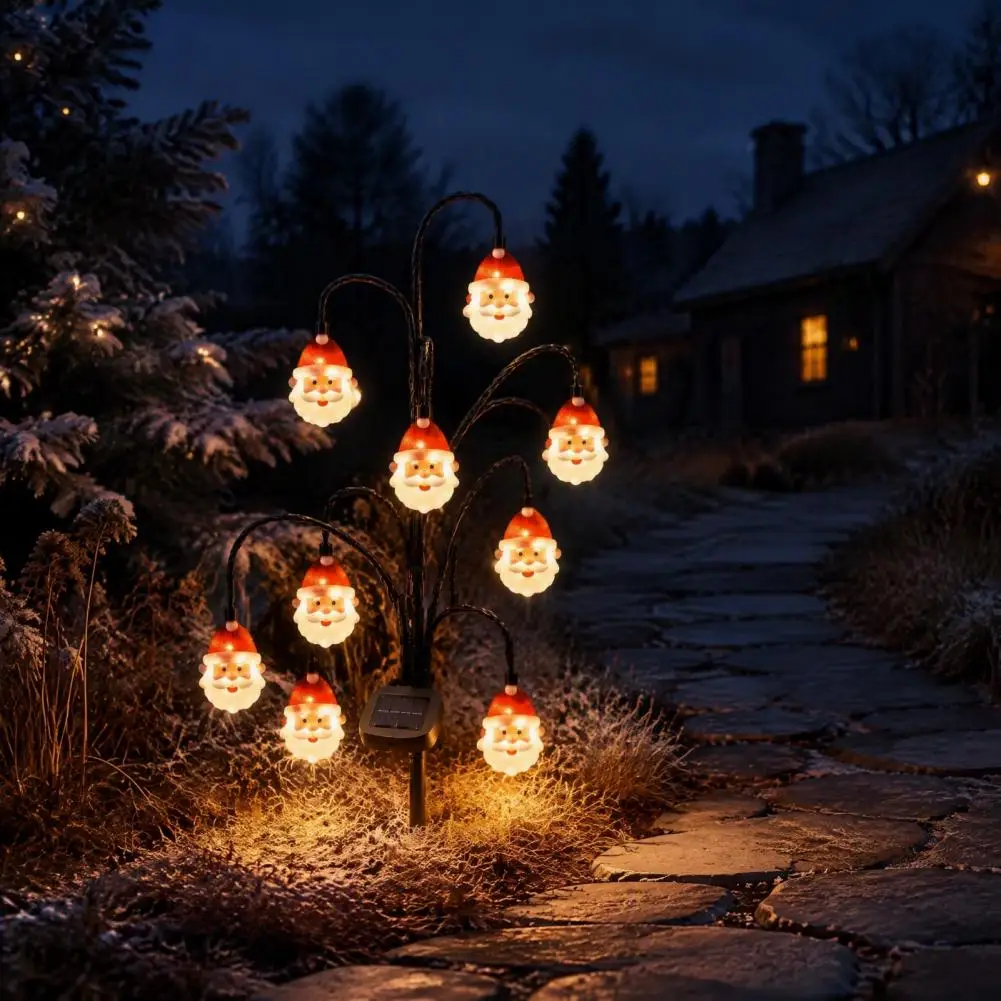 Festive Patio Ground Stakes Solar Tree Stake Lights Solar Christmas Tree Stake Lights Outdoor Waterproof Led Pathway Lamps