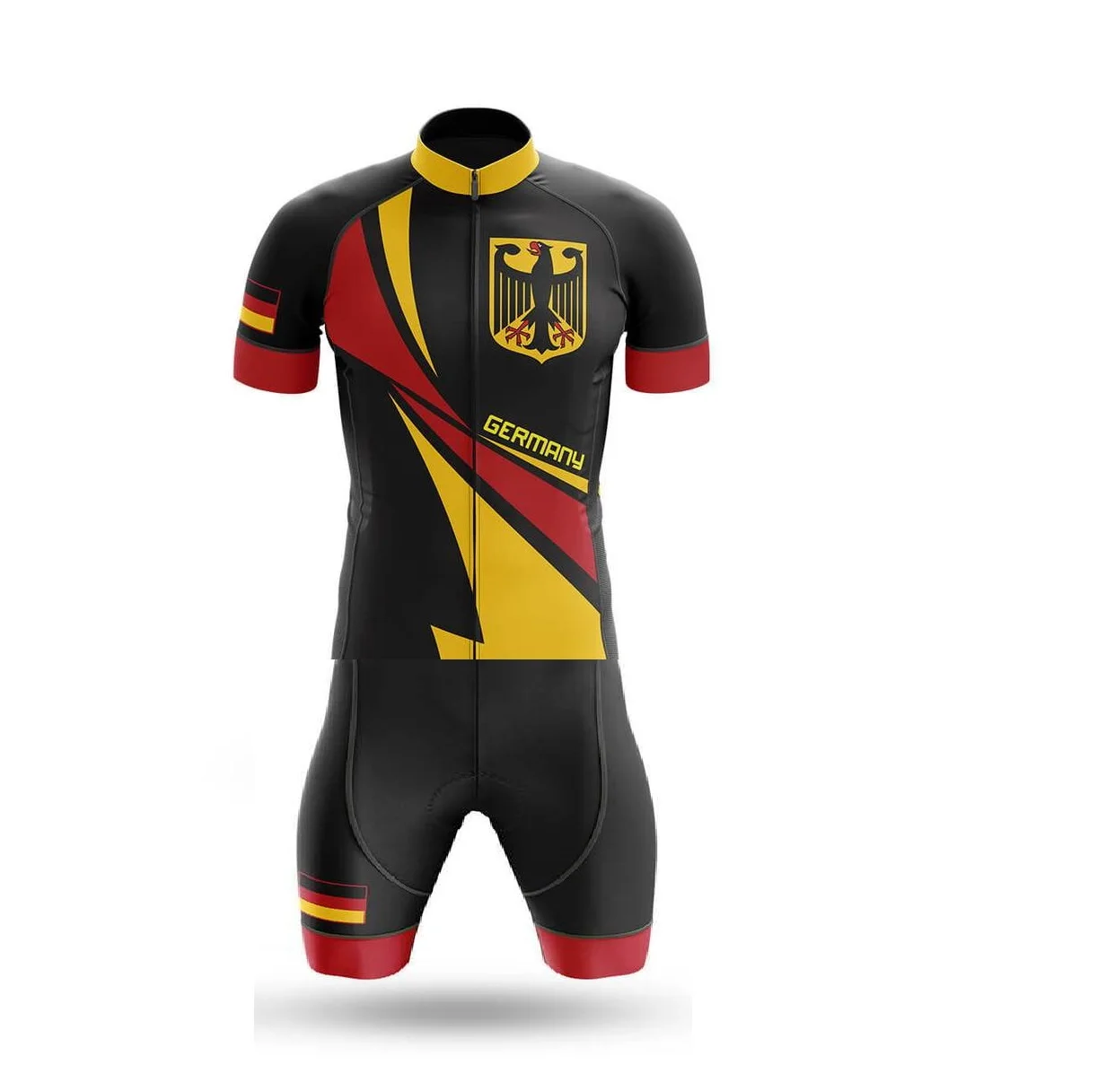 LASER CUT MEN'S CYCLING WEAR CYCLING JERSEY BODY SUIT SKINSUIT WITH POWER BAND Germany TEAM SIZE: XS-4XL