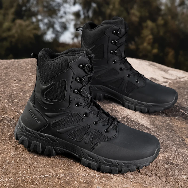 Men Army Boots Waterproof Safety Work Male Tactical Boots Rapid Response Climbing Hiking Shoes Lace Up Anti-Slip Hunting Boots