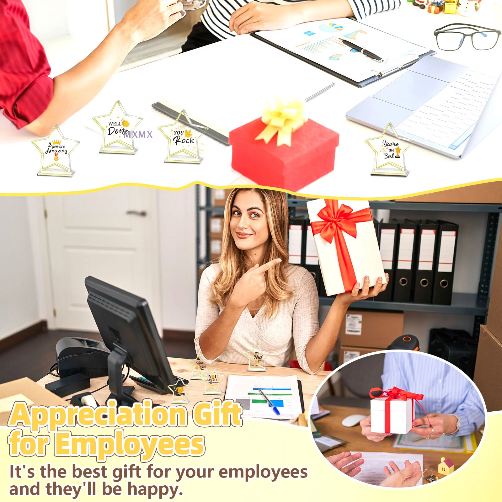 {MX} 8Pcs Employee Appreciation Gifts Awards Nice Work/Well Done Acrylic Motivational Trophy For Coworker Staff Award Gifts
