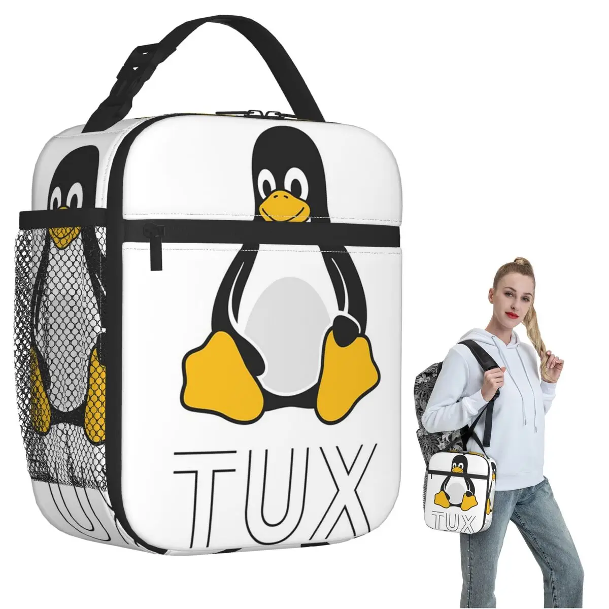 

Изолированная сумка для обеда Tux Linux для женщин и детей, герметичные контейнеры для еды, термосумка для обеда