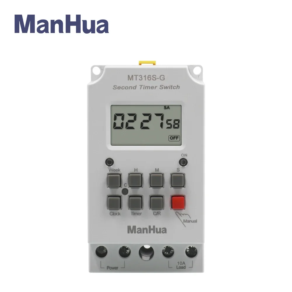 ManHua Din Rail Timer MT316S-G 10A 6-30VDC Automatic Timer Solar Panel With CE Chronometry Digital Timer Switch For Feeding