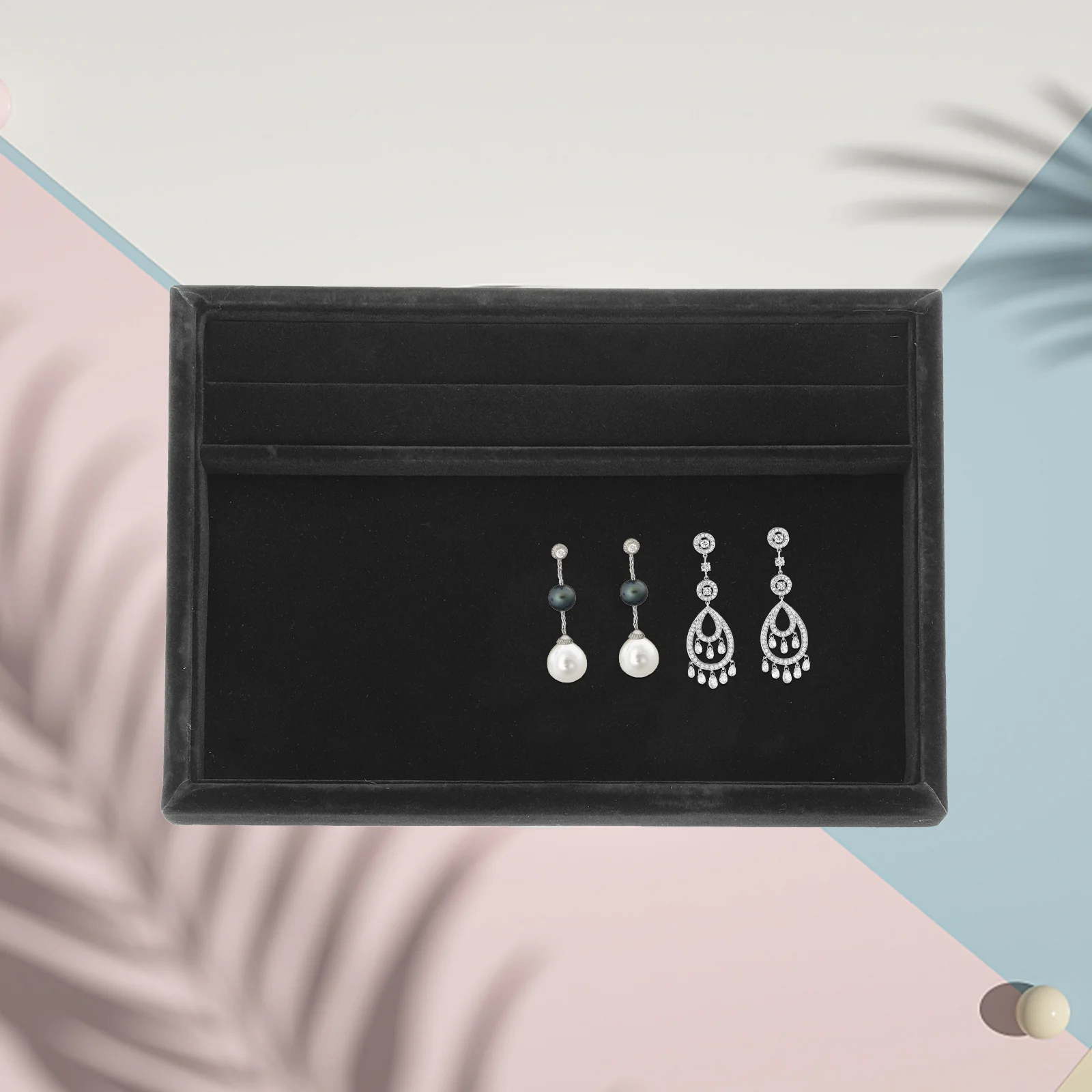 

Черный фланелевой поднос для демонстрации ювелирных изделий, шикарный дизайн для колец, ожерелий, браслетов, серег, витрины, держателя-органайзера