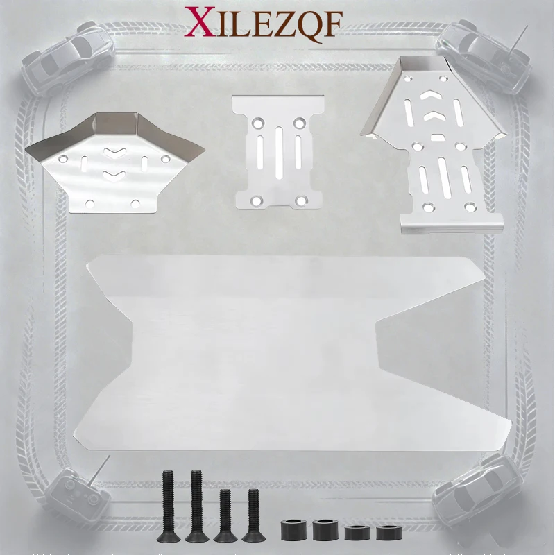 Stainless Steel Chassis Armor Guard Skid Plate Protector, RC Car Upgrade Accessories Compatible with YIKONG YK7081 TB8