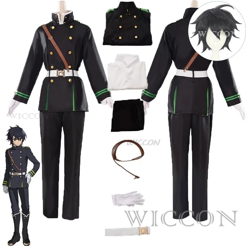 Anime Seraph Of The End Owari no Seraph Yuichiro Hyakuya Cosplay wig Costume Deluxe Military Uniform Halloween Carnival Suit