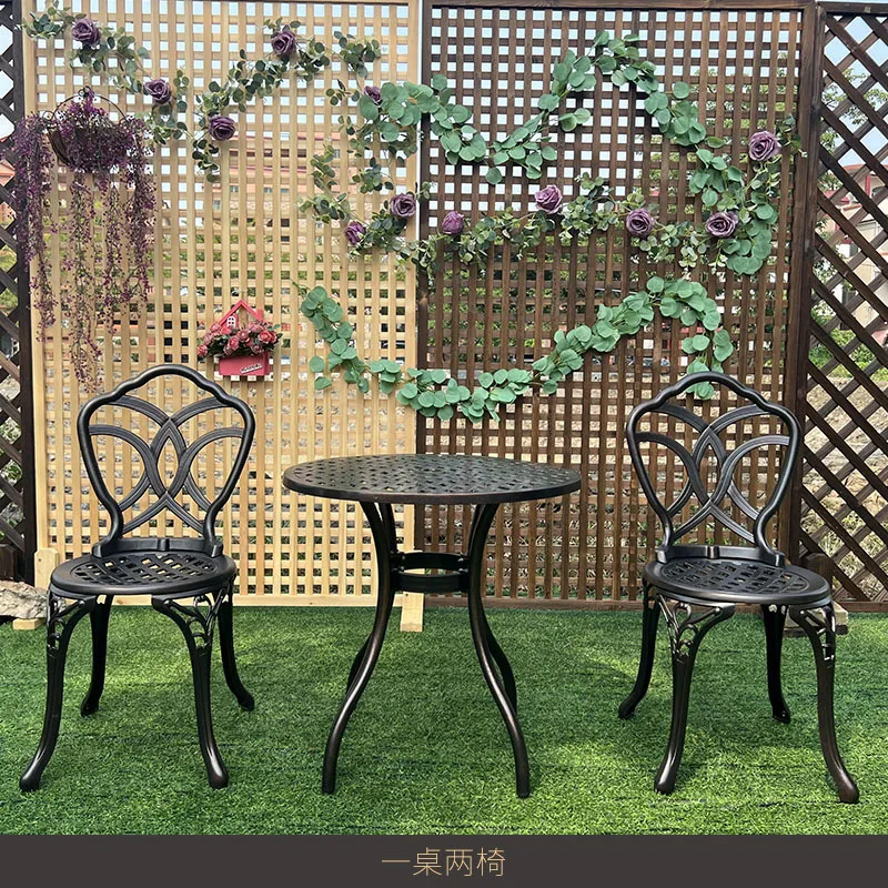 Outdoor furniture cast aluminum tables and chairs balcony courtyard garden sunscreen and waterproof coffee table combination