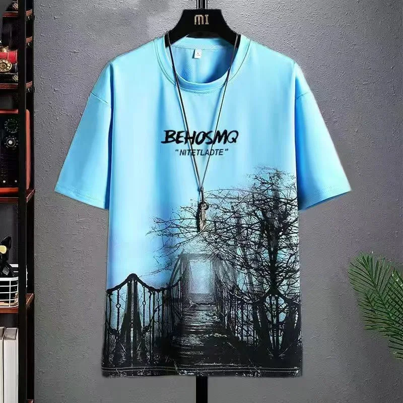 T-shirt for Men Hoodies Summer Men Clothing Cartoon Casual Harajuku Streetwear Print Hooded Top Short Sleeve Sweatshirts Men image 5