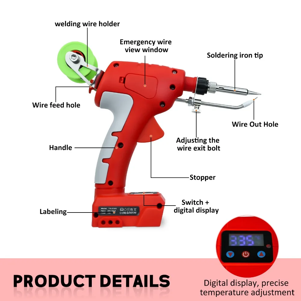 75W Cordless Soldering Iron Kit for Milwaukee 18V Li-ion Battery LED Digital Display Soldering Iron Torch DIY Home Repair Tools
