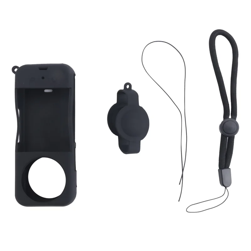 GO-For Insta360 X3 Panoramic Camera Silicone Case Lanyard Kit Lens Scratch Resistant Cover Camera Silicone Case Lanyard Set