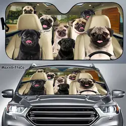 Parasol para coche, accesorios para decoración de coche, para amantes del Pug, regalo