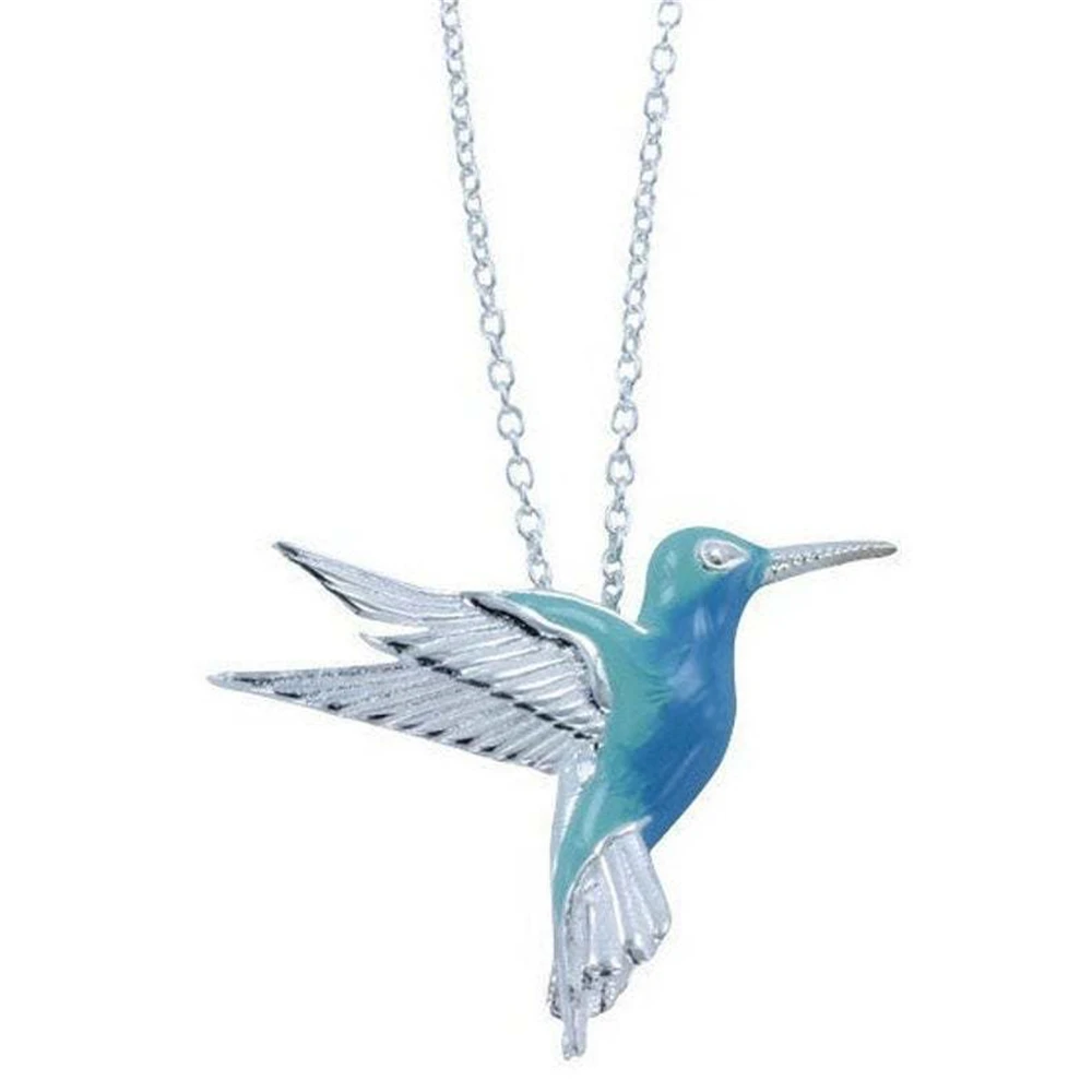 Delicate Blue Hummingbird Pendant Necklace for Women Fashion Lady Summer Jewelry Cartoon Bird Necklace Unique Birthday Love Gift