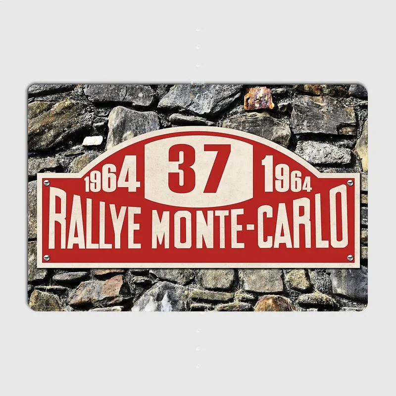 Classic Car Rallye Monte Carlo 1964 Sign Retro Poster Metal Sign Garage Club Room Decor Wall Decor Custom Tin Home Decor