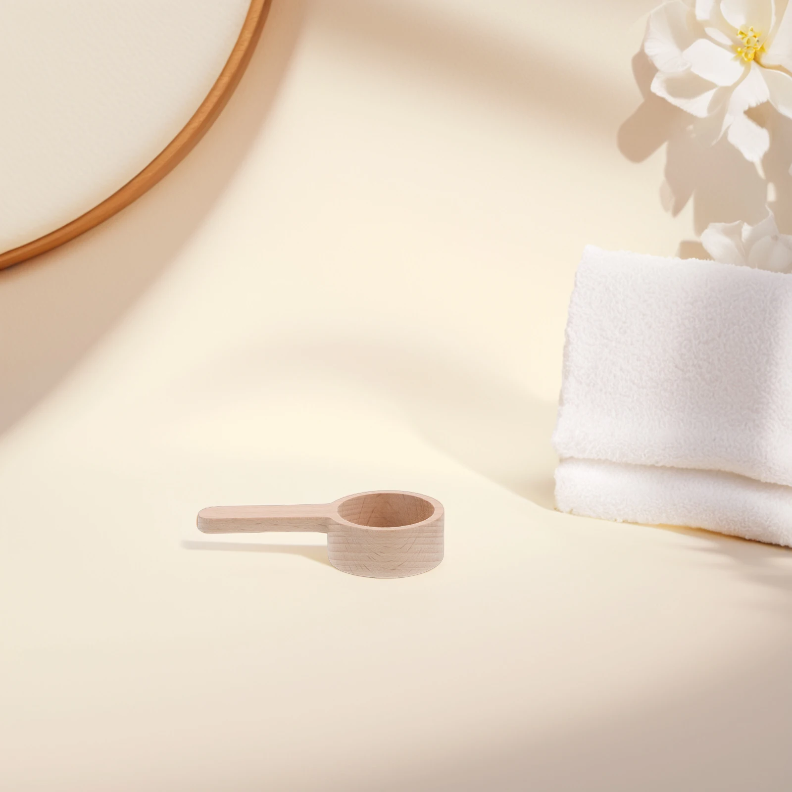 

Longlasting Wooden Bath Salt Spoon Japanese Design Short Handle Scoop For Coffee Grounds Kitchen Condiments Small Round Spoon