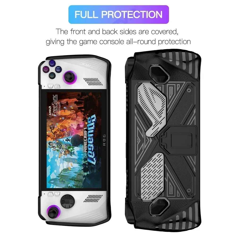 Case For Asus ROG Ally Game Console Skin Silicone Protective Cover With Kick Stand for ROG ally X Protector Shell Accessories