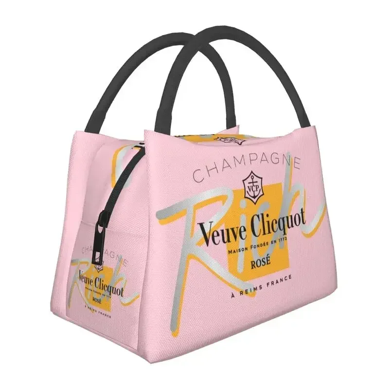 Clicquot Insulated Lunch Bags for Women Resuable Champagne Cooler Thermal Bento Box Work Picnic