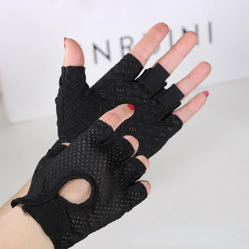 Guantes sin dedos para ciclismo, gimnasio profesional, Fitness, transpirables, antideslizantes, medio dedo, verano, pesca, bicicleta femenina