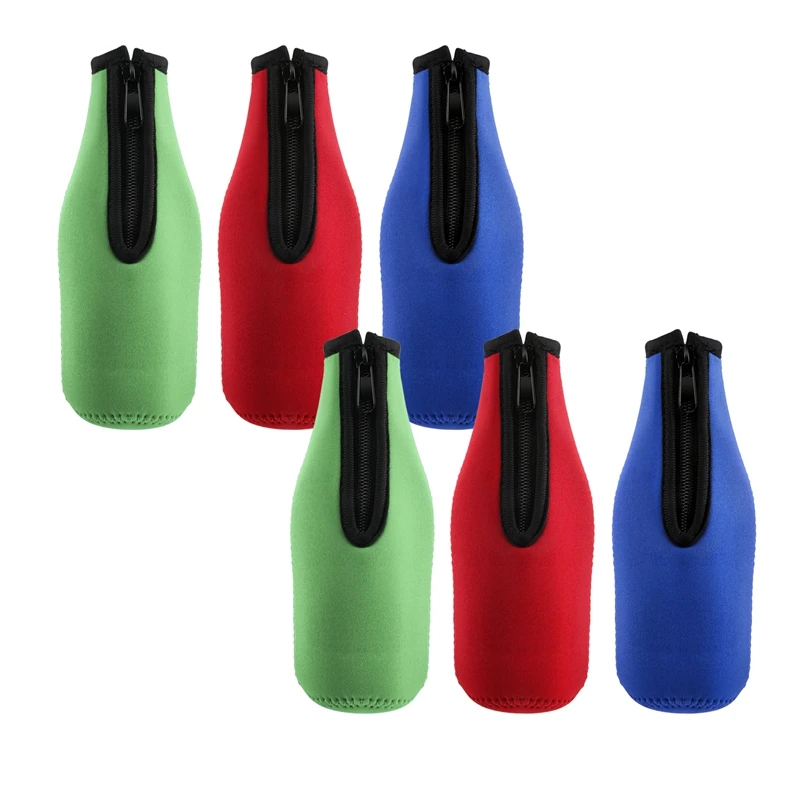 Beer Bottle Sleeves,Beer Bottle Cooler Sleeves Keep Drink Cold Zip-Up Extra Thick Neoprene Insulated Sleeve Cover