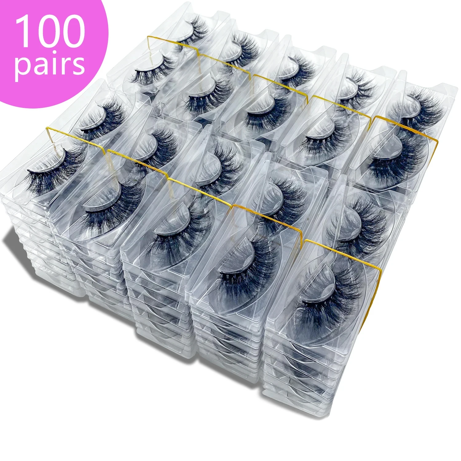 

Wholesale 100pairs Makeup Eyelash 3D Mink Lashes Fluffy Soft Wispy Volume Natural long Cross False Eyelashes Reusable Eyelash