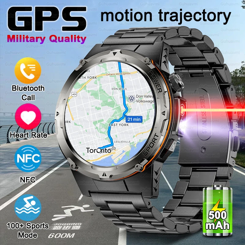 

2025 New GPS Smart Watch Men 1.39" AMOLED Screen Built-in GPS NFC Make/Receive Phone Calls 500mAh Large Battery Smart Braceletes