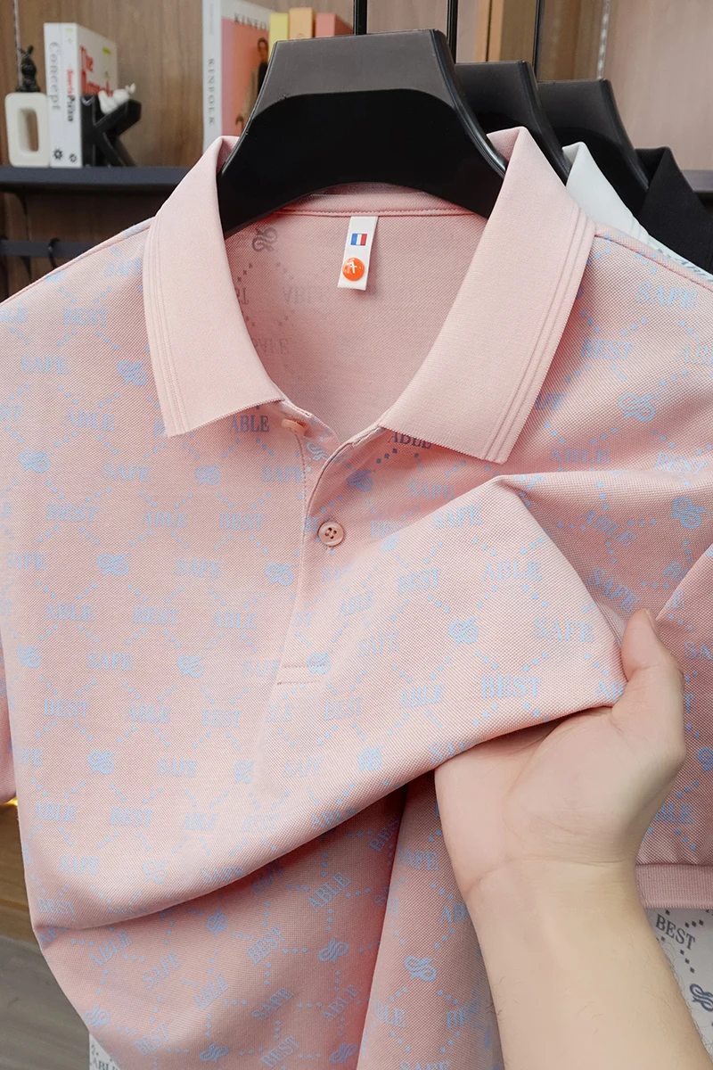 2026 Summer Men's New Design Printed Collar Short-Sleeved T-Shirt Polo Shirt