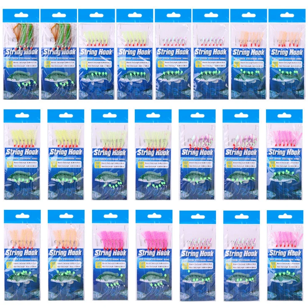 

Fishing Rigs 22 Packs Fish Skin Feather Hooks for Mackerel Herring and Smelt Realistic Movement for Effective Catching