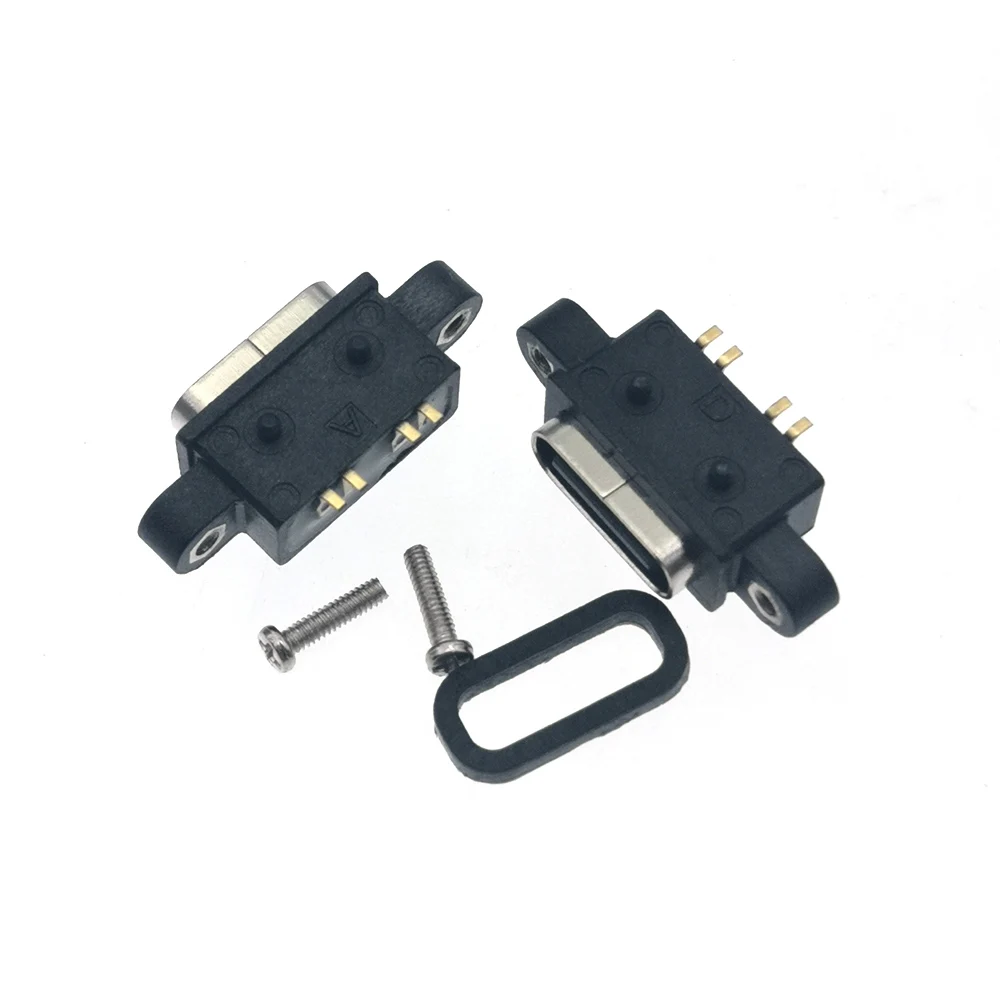 20PCS 4INP TYPE C IPX8 waterproof female socket with threaded holes, high current fast charging interface connection adapter DIY