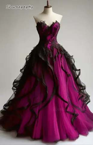 10 best sales svarta och röda brudklänningar - №4