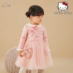 Hello Kitty Dave Bella Girl Dress autunno inverno Kid Clothes Patchwork Pink Mesh Princess Party Dress per 2-9 Yeasr DB4223639