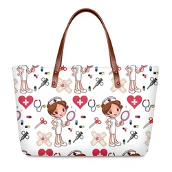 Nurse Bag for Women Cartoon Mirror Nursing Hospital Work Handbags Large Capacity Tote Paramedic EMT EMS Travel Shoulder Bags