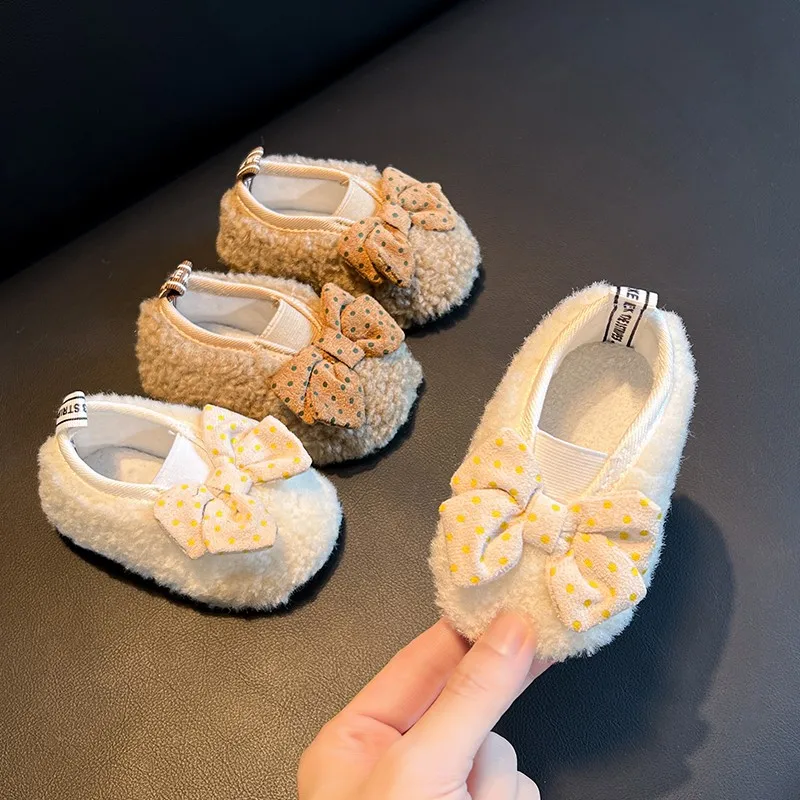 

2025 Winter New Children Princess Cotton Shoes for Girls Fashion Korean Style Soft Bottom Anti-slippery Versatile Baby Walk Shoe