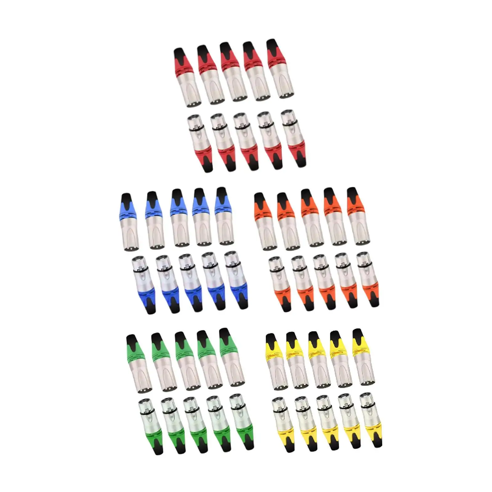 

10x XLR Cable Connector Mic Cable Plug Male and Female, Alloy Audio Socket Microphone Line Plug for Live Performances DJ