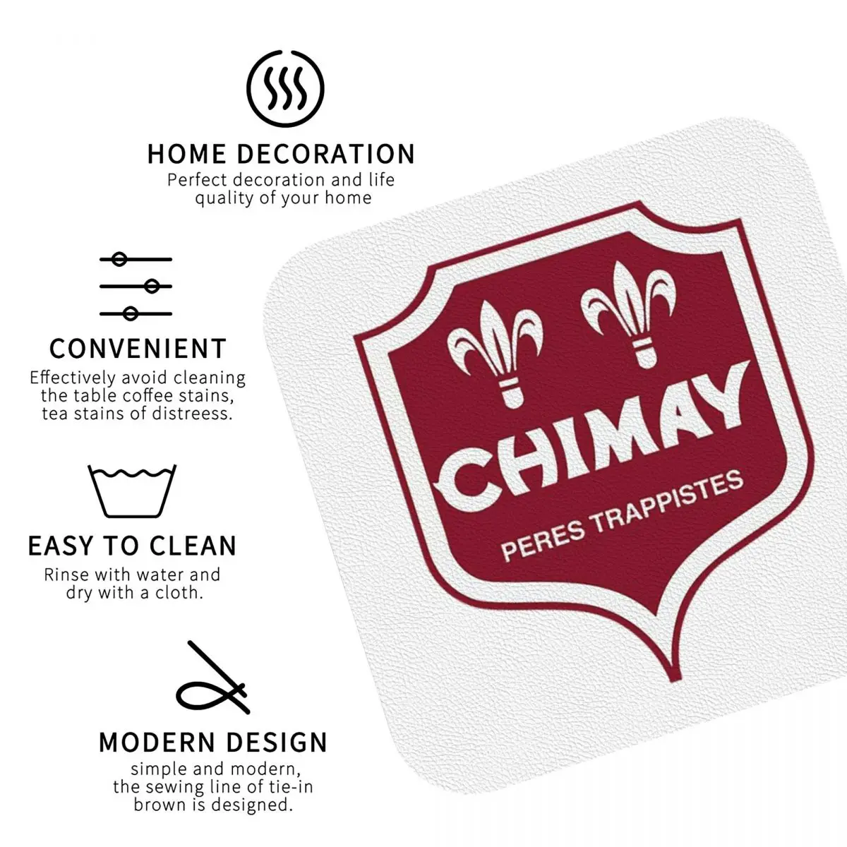 Chimay Coasters Kitchen Placemats Waterproof Insulation Cup Coffee Mats For Decor Home Tableware Pads Set of 4 - view 3