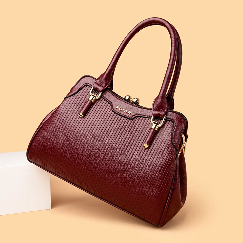 حقيبة يد مخططة أنيقة للنساء حقائب كتف أنيقة للركاب مصممة من الجلد حقيبة كروس للسيدات