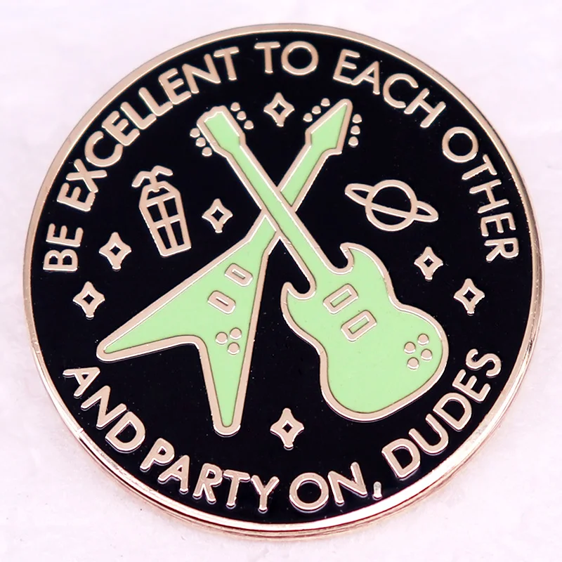Bill and Ted's Excellent Adventure Abraham Lincoln Movie quotes lapel pin Party on, dudes Brooch Badge