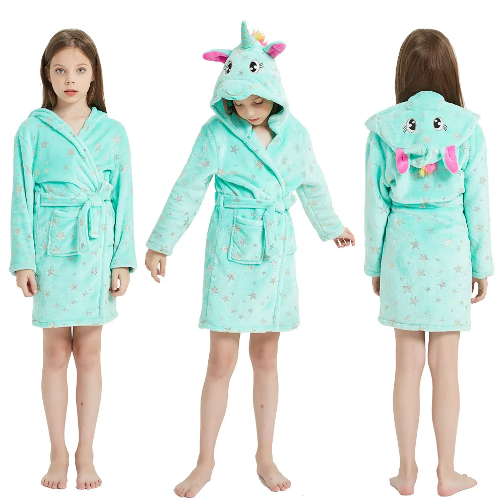 Kids Bathrobe for Girl Children Clothing Girl Flannel Bath Robe Clothes Boy Cartoon Night Robe Kids Pajamas For Girl 3-14 Years