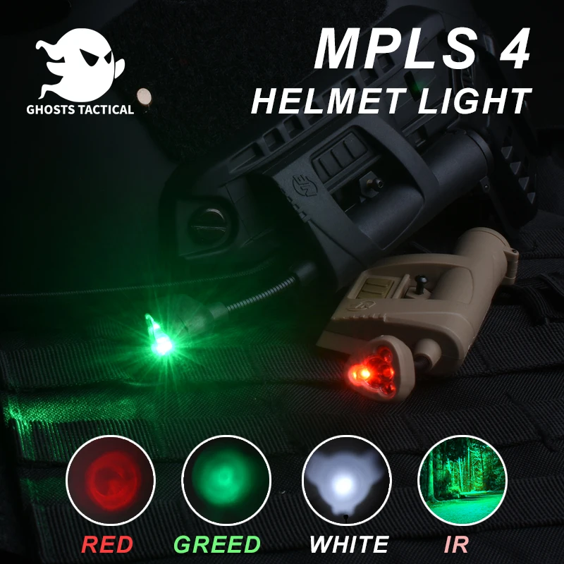 Airsoft Helmet Light Princeton Mpls 4 Modes LED Red Green Whitelight IR Tactical Flashlight Outdoor Hunting Survival LAMP FAST