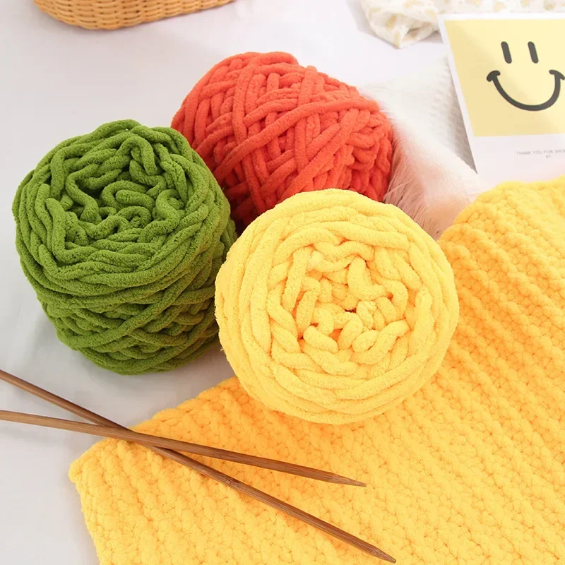 100g/Knäuel Chenille Strickgarn Soft Ice Strip Line Baumwollgarn DIY Wollgarn zum Handstricken Schal Dicke Wolle Großhandel