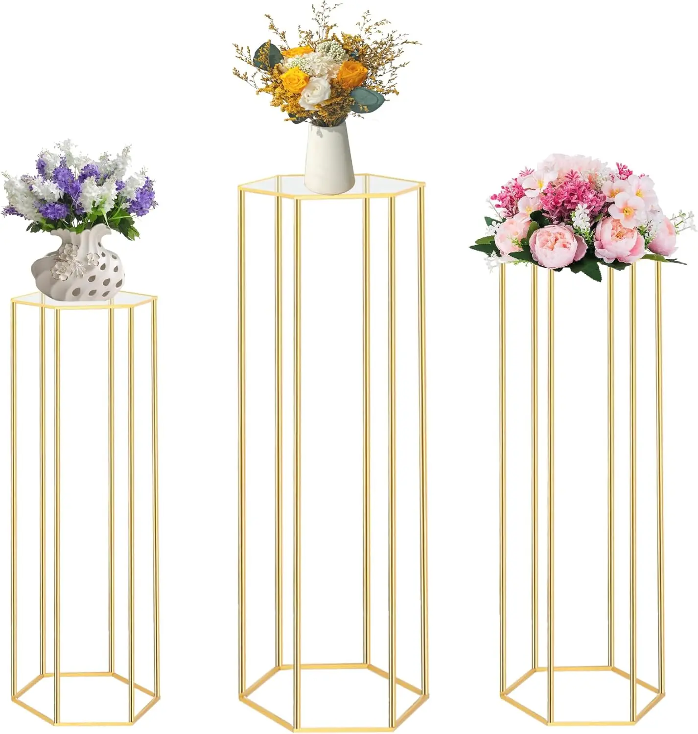 Cylinder Stands for Party 3PCS Hexagon Pedestal Stand Cilindros Para Fiestas Cake Table Stand for Parties Cylinder Tables