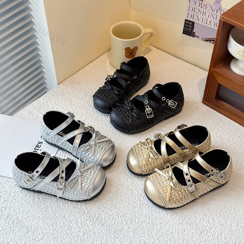 

Элегантные повседневные туфли принцессы Мэри Джейн с бантом для девочек, осень 2023, удобные детские туфли на мягкой подошве на плоской подошве