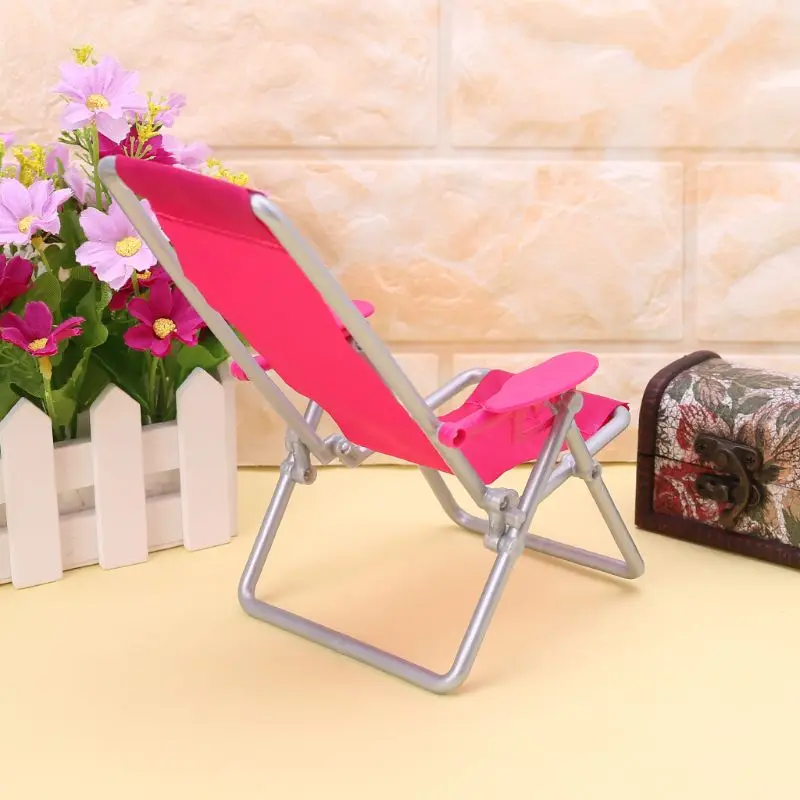 Chaise pliante pour poupée, chaise longue plage, meubles maison poupée, simulation Miniature mignonne D5QA