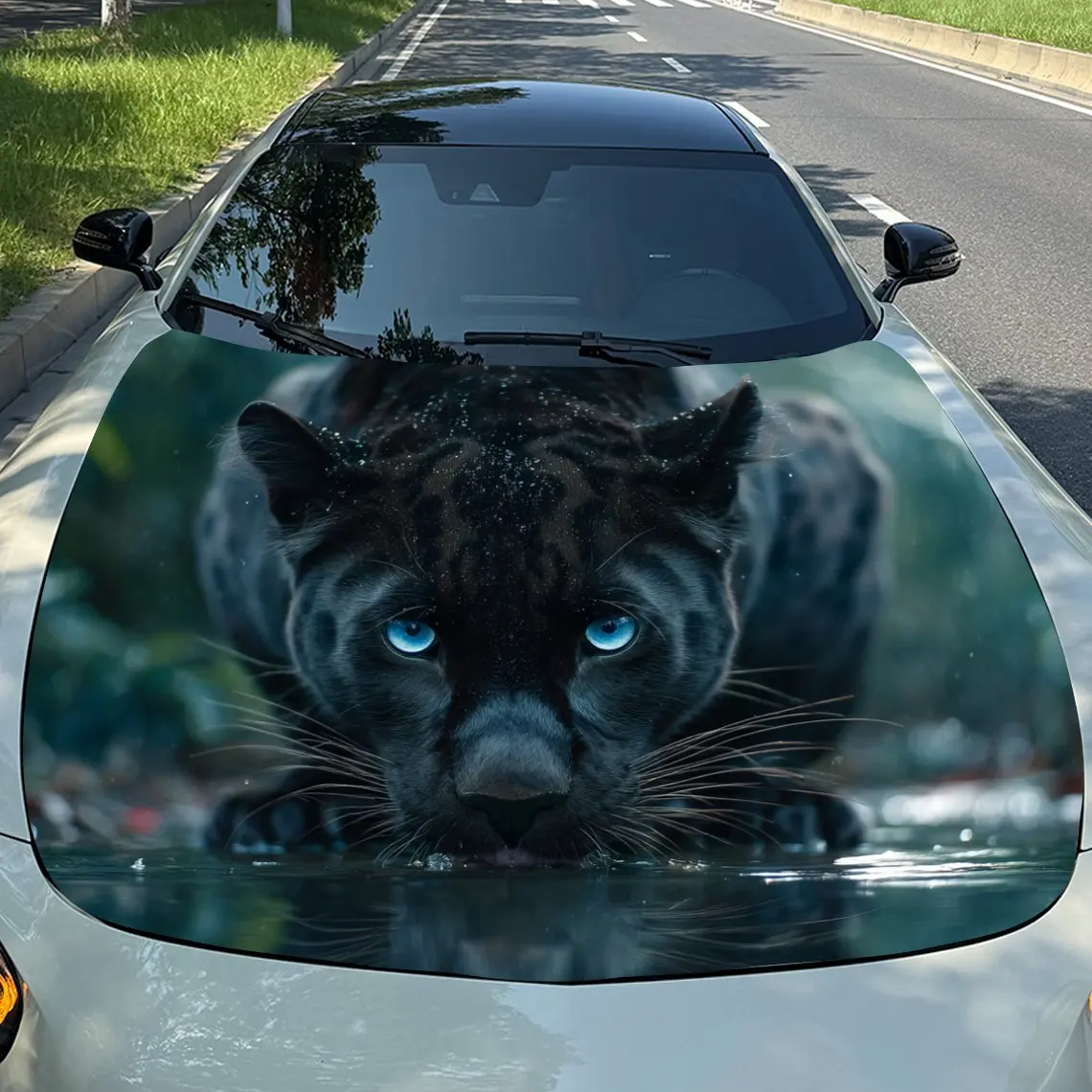 

Blue Eyed Panther Car Hood Decal - Durable PVC Vinyl Wrap, Fits Most Vehicles, Waterproof & Scratch-Resistant, Easy To Ins