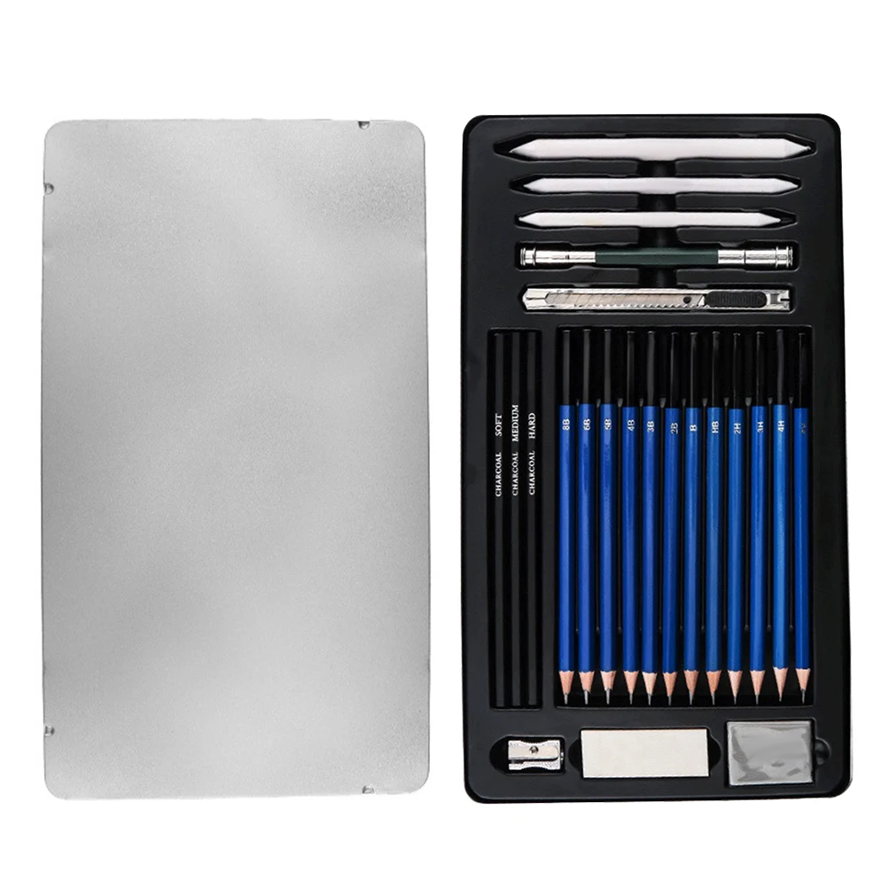 

23 Pcs in 1 Set Professional Sketch Drawing Pencil Set Accessories with Storage Case for Artist Beginner Student Ad