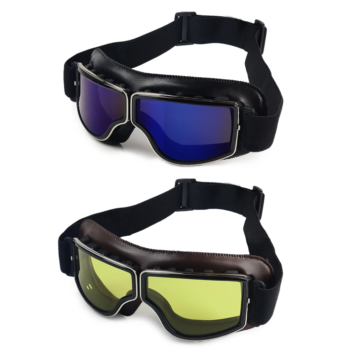 Motorcycle Glasses - Windproof Vintage Sunglasses for Bike Helmets, Retro Style Riding Goggles, Classic Motorcycle Accessories - view 2